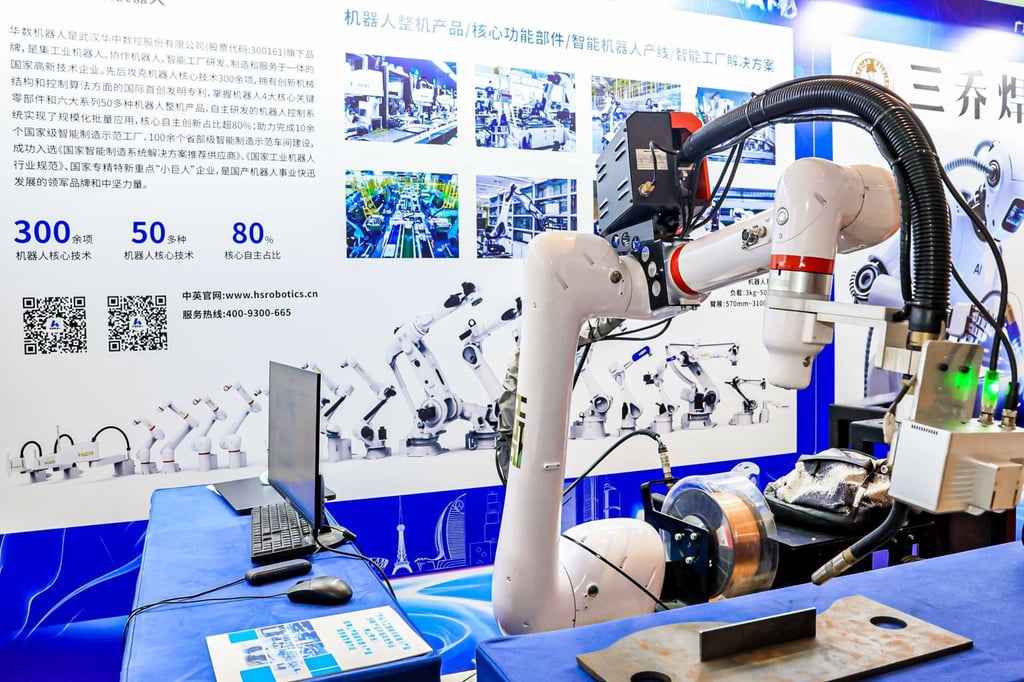 Huashu Robot launched a welding robot in Foshan on Tuesday. Photo: Handout Huashu Robot launched a welding robot in Foshan on Tuesday. Photo: Handout