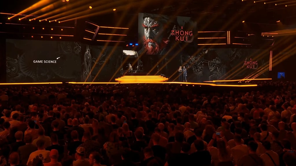 A video screenshot shows the release of Black Myth: Zhong Kui at the opening ceremony of Gamescom 2025 in Cologne, Germany. Photo: Handout via Xinhua