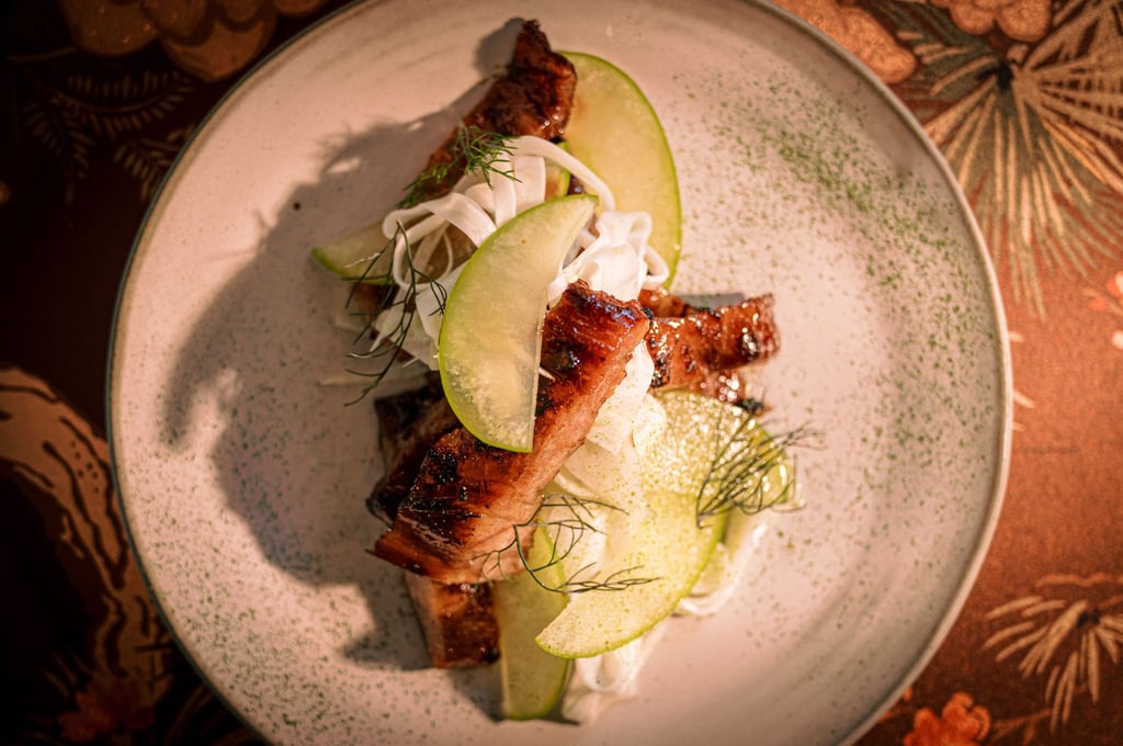 Char siu pork jowl at The Happy Crane in San Francisco. Photo: Jeremy Chiu