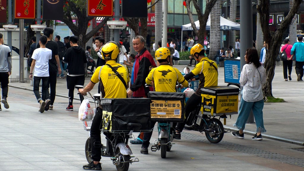 Meituan delivery riders seen in Shenzhen. Photo: Shutterstock Meituan delivery riders seen in Shenzhen. Photo: Shutterstock