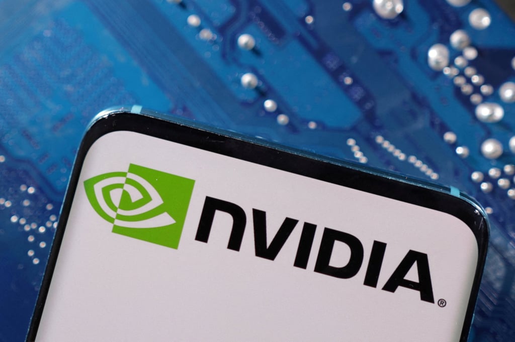 A smartphone with the Nvidia logo is placed on a computer motherboard in this illustration taken March 6, 2023. Photo: Reuters A smartphone with the Nvidia logo is placed on a computer motherboard in this illustration taken March 6, 2023. Photo: Reuters