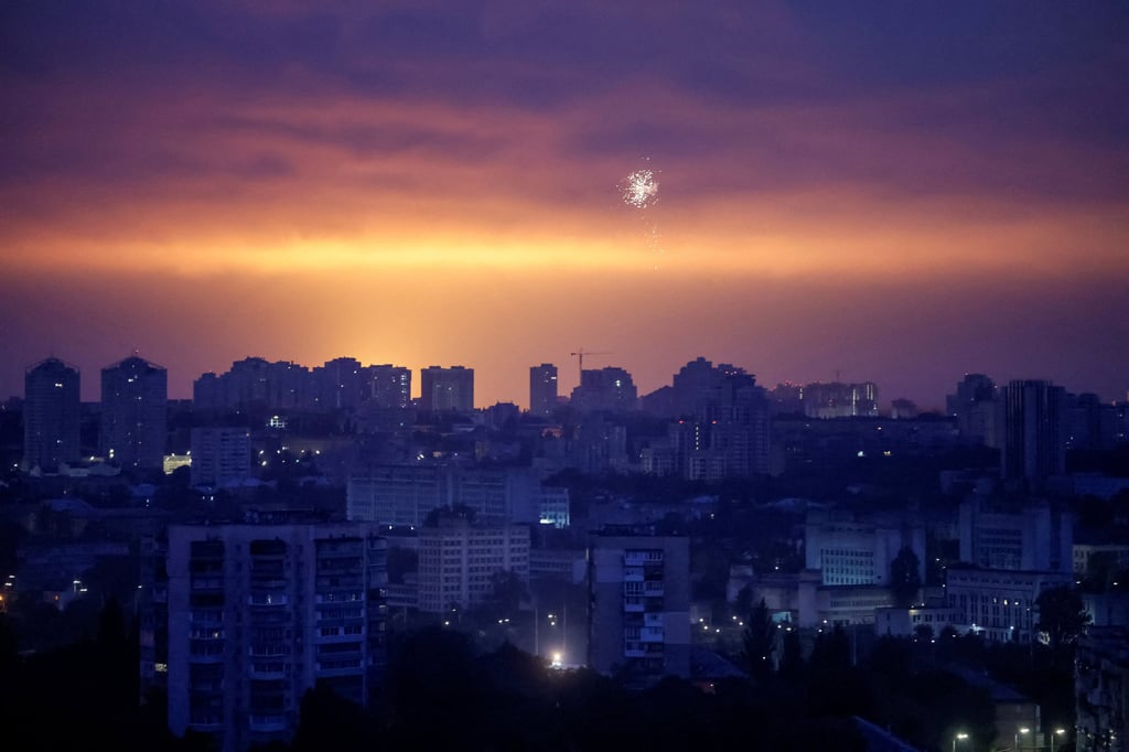 An explosion lights up the sky over Kyiv on July 31, during one of the worst aerial attacks on the capital during the over three-year war. Photo: Reuters