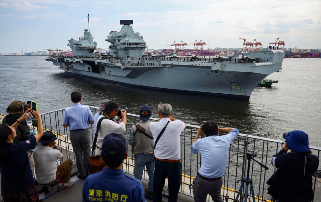 Britain’s HMS Prince of Wales aircraft carrier is the first foreign warship of its kind to make a port call in Tokyo. Photo: Reuters Britain’s HMS Prince of Wales aircraft carrier is the first foreign warship of its kind to make a port call in Tokyo. Photo: Reuters