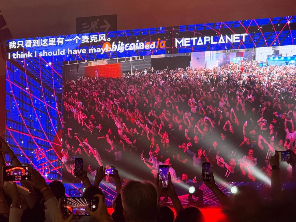 Attendees at the Bitcoin Asia conference in Hong Kong before the appearance of Eric Trump, the second son of US President Donald Trump, on August 29, 2025. Photo: Shen Xinmei