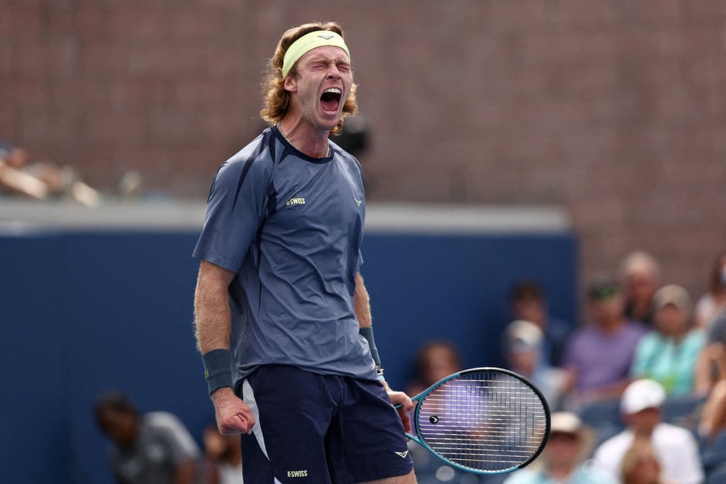 Andrey Rublev celebrates winning his second-round match against Tristan Boyer. Photo: Reuters Andrey Rublev celebrates winning his second-round match against Tristan Boyer. Photo: Reuters