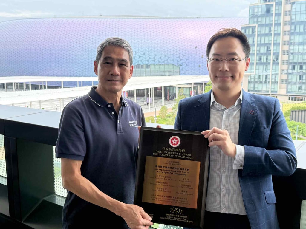 Tang King-shing, director of KTSP (left) and George Tsoi Kin-pan, commissioner for sports. Photo: Mike Chan