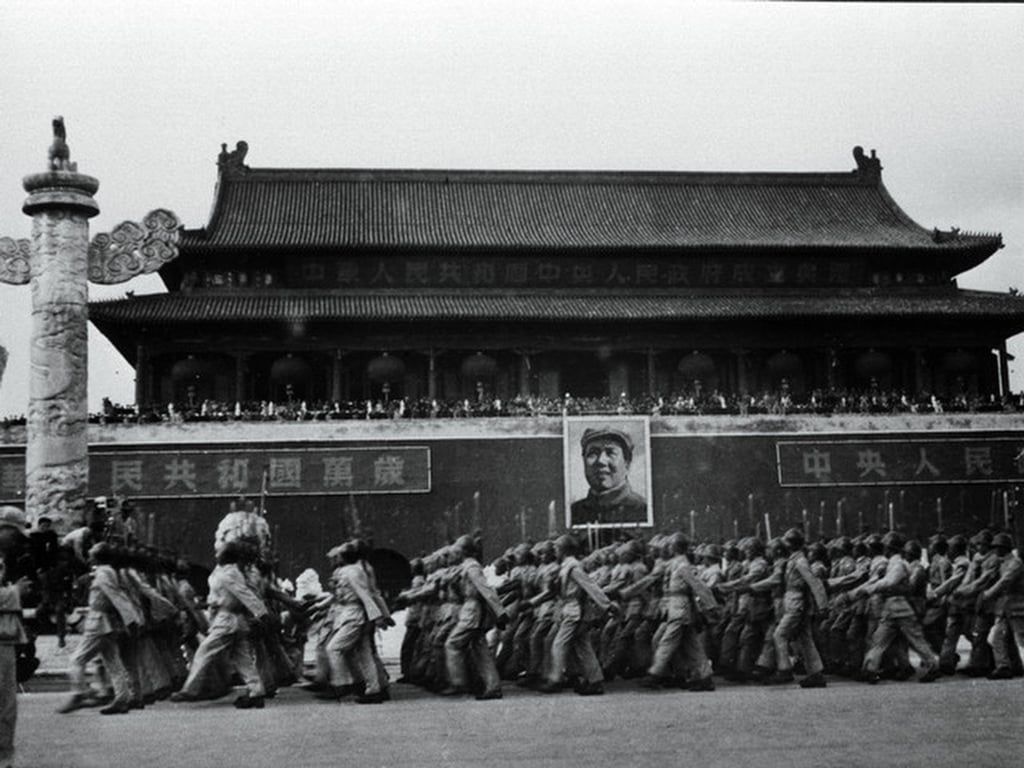 China’s first-ever military parade was held on October 1, 1949, when Mao Zedong declared the foundation of the People’s Republic. Photo: CCTV China’s first-ever military parade was held on October 1, 1949, when Mao Zedong declared the foundation of the People’s Republic. Photo: CCTV
