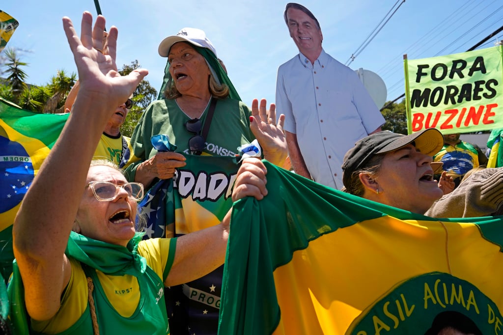 Supporters of former president Jair Bolsonaro. Photo: AP Supporters of former president Jair Bolsonaro. Photo: AP