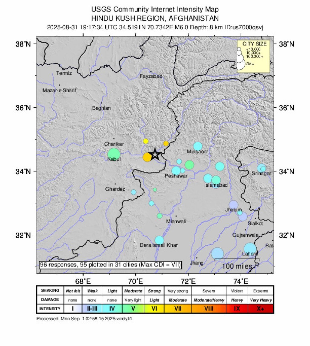 A USGS map showing the location of the earthquake. Photo: USGS A USGS map showing the location of the earthquake. Photo: USGS