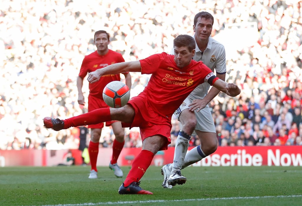 Steven Gerrard playing in a 2017 legends match for Liverpool against Real Madrid. Photo: Reuters Steven Gerrard playing in a 2017 legends match for Liverpool against Real Madrid. Photo: Reuters