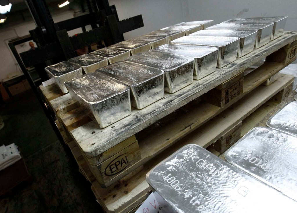 Bars of silver are placed on wooden pallets at the KGHM copper and precious metals smelter processing plant in Glogow, Poland. Photo: Reuters Bars of silver are placed on wooden pallets at the KGHM copper and precious metals smelter processing plant in Glogow, Poland. Photo: Reuters