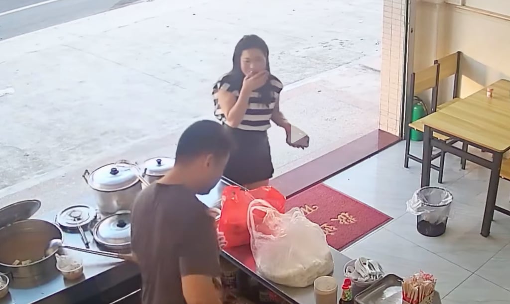 Magic moment: The woman finally realises that the man in her daily noodle shop was her childhood sweetheart. Photo: Handout Magic moment: The woman finally realises that the man in her daily noodle shop was her childhood sweetheart. Photo: Handout