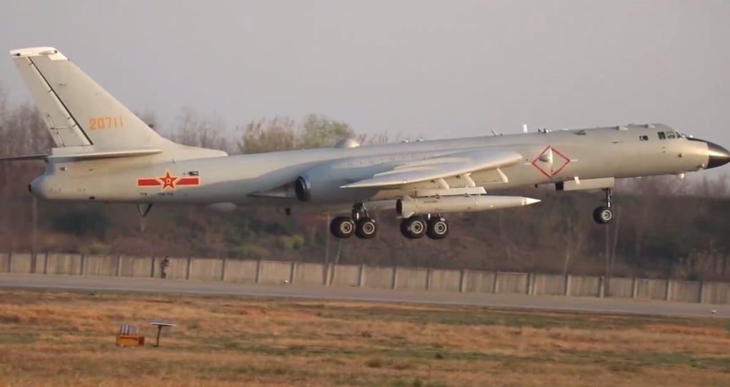 An undated image of a YJ-21, an advanced hypersonic anti-ship ballistic missile, seen under a Chinese H-6K bomber in a People’s Liberation Army drill. Photo: Handout An undated image of a YJ-21, an advanced hypersonic anti-ship ballistic missile, seen under a Chinese H-6K bomber in a People’s Liberation Army drill. Photo: Handout