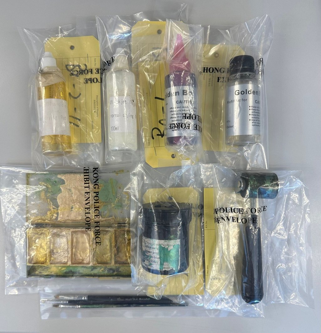 Investigators seized metallic pigments and other items during the raid. Photo: Handout Investigators seized metallic pigments and other items during the raid. Photo: Handout