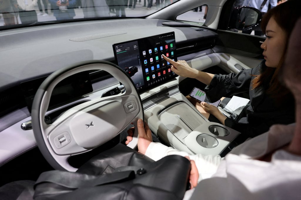 The cockpit of an Xpeng X9 minivan during the Auto Shanghai show on April 23, 2025. Photo: Reuters The cockpit of an Xpeng X9 minivan during the Auto Shanghai show on April 23, 2025. Photo: Reuters