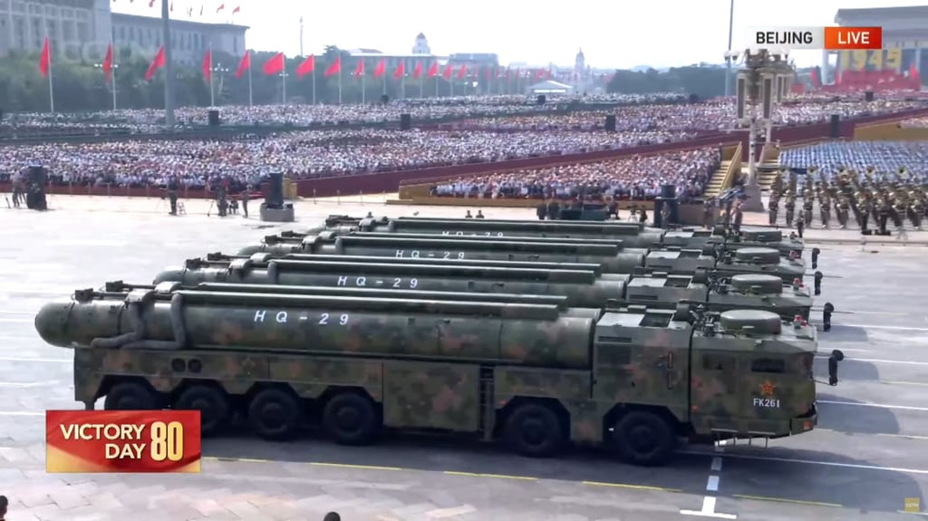 The HQ-29 is thought to be designed to counter ballistic missiles during midcourse flight. Photo: CCTV