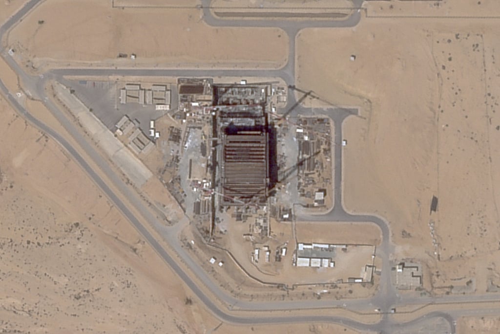 Cranes and construction at the Shimon Peres Negev Nuclear Research Centre on July 5, 2025. Photo: Planet Labs PBC via AP Cranes and construction at the Shimon Peres Negev Nuclear Research Centre on July 5, 2025. Photo: Planet Labs PBC via AP