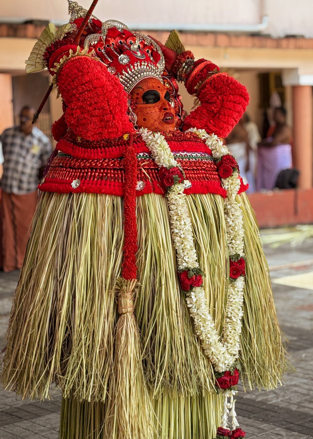 A Theyyam performer at a small shrine in Bekal, on the Kerala coast. Photo: Kalpana Sunder