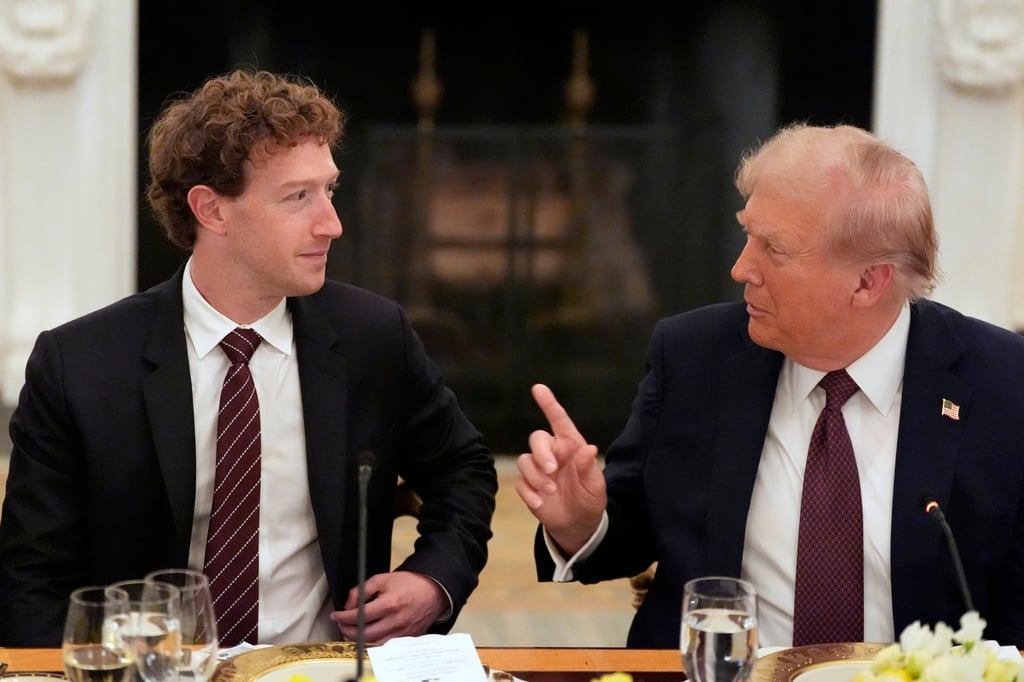 Meta chief and co-founder Mark Zuckerberg seated next to President Donald Trump. Photo: AP