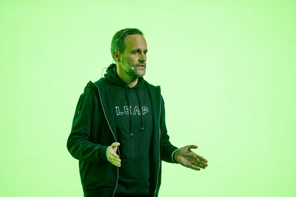 Mike Champion addresses the audience at Leap 2025 in Saudi Arabia earlier this year. Photo: Tahaluf