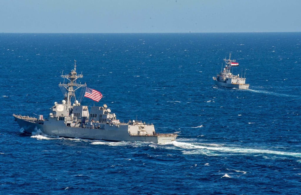 The USS Jason Dunham and Egyptian Navy frigate ENS Alexandria in 2022. File photo: US Navy via AFP The USS Jason Dunham and Egyptian Navy frigate ENS Alexandria in 2022. File photo: US Navy via AFP