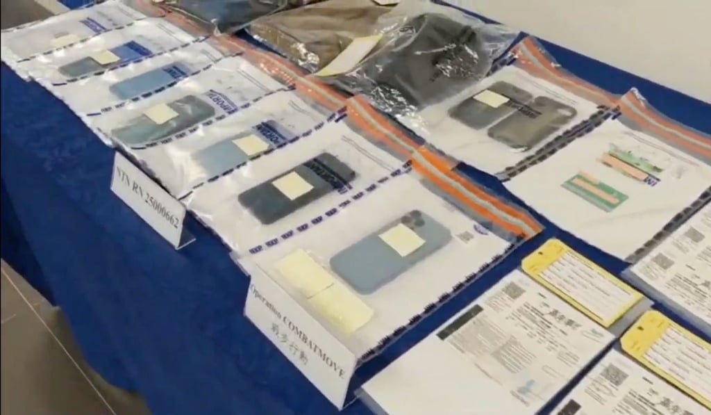 Hong Kong police display evidence seized during the operation. Photo: Handout Hong Kong police display evidence seized during the operation. Photo: Handout