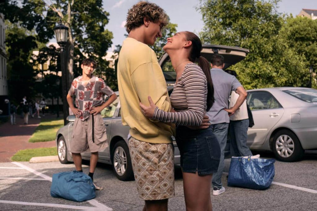 Belly Conklin (Lola Tung) on the first day of college with Jeremiah Fisher (Gavin Casalegno) in season three. Photo: Prime Video Belly Conklin (Lola Tung) on the first day of college with Jeremiah Fisher (Gavin Casalegno) in season three. Photo: Prime Video