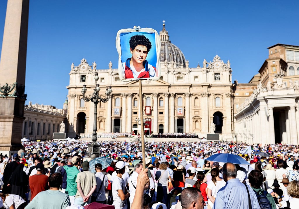 Scenes in St Peter’s Square at the Vatican on Sunday. Photo: Reuters