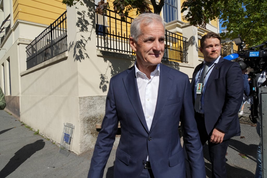 Norwegian Prime Minister Jonas Gahr Stoere walks away from a polling station after voting in Oslo, Norway, on Monday. Photo: Reuters
