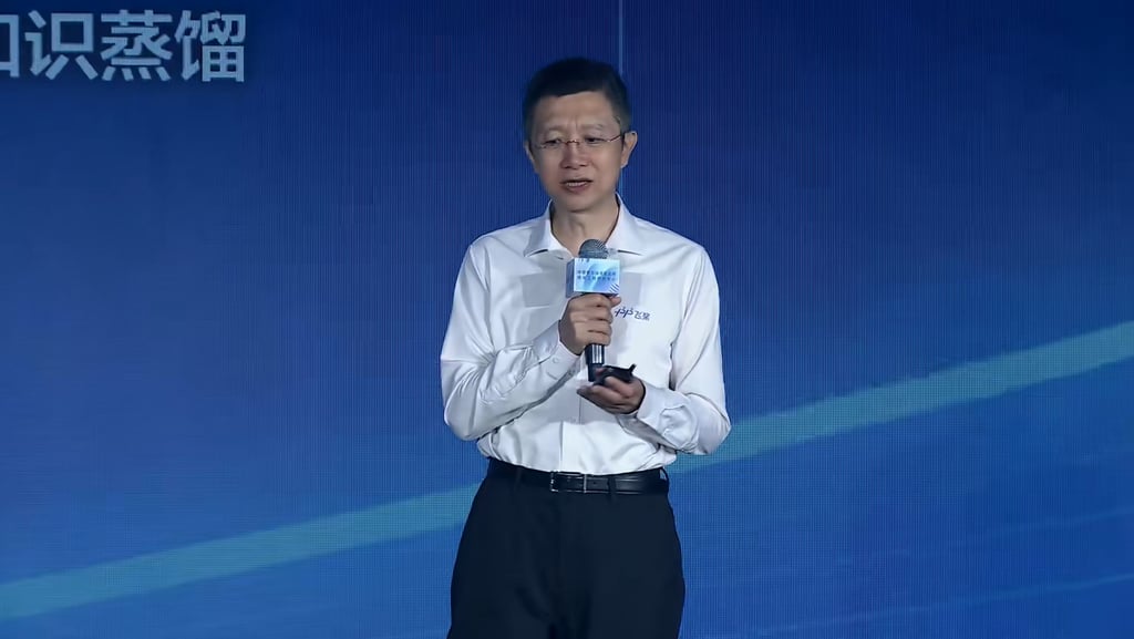 Baidu chief technology officer Wang Haifeng unveils the company’s X1.1 reasoning model in Beijing. Photo: Handout