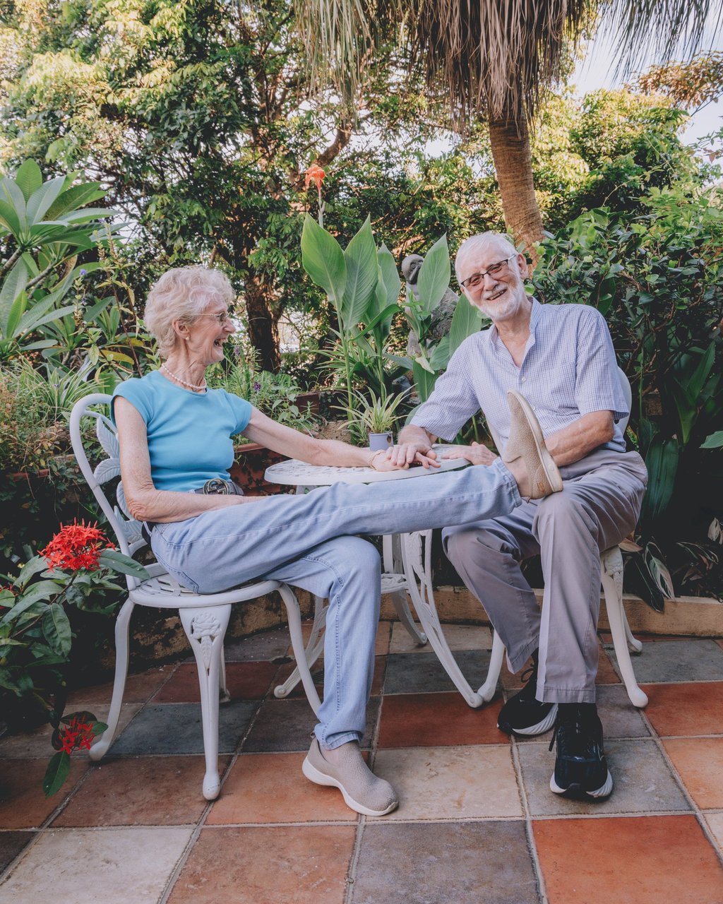 Sally Bunker with her husband, Bob, in their garden in Mui Wo, Lantau Island, Hong Kong. Photo: Jocelyn Tam Sally Bunker with her husband, Bob, in their garden in Mui Wo, Lantau Island, Hong Kong. Photo: Jocelyn Tam