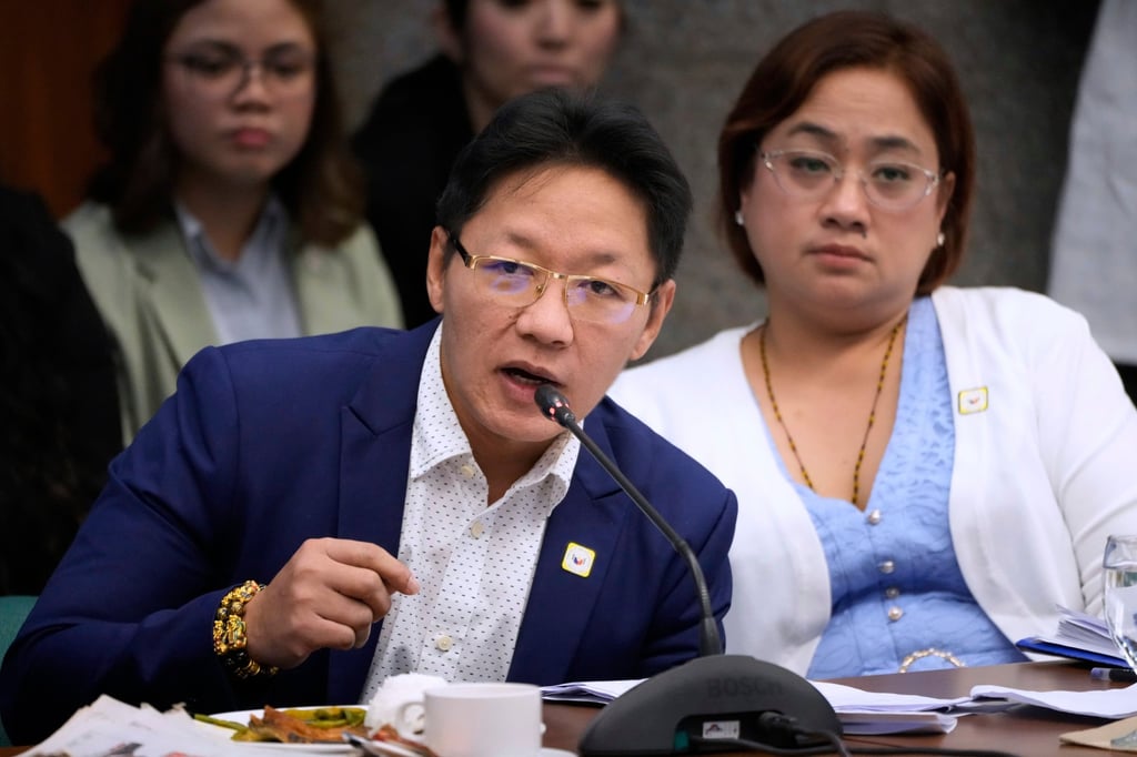 Private contractors Pacifico Discaya (left) and wife Sarah during investigations on flood control projects at the Senate Blue Ribbon committee in Pasay City, the Philippines on Monday. Photo: AP Private contractors Pacifico Discaya (left) and wife Sarah during investigations on flood control projects at the Senate Blue Ribbon committee in Pasay City, the Philippines on Monday. Photo: AP