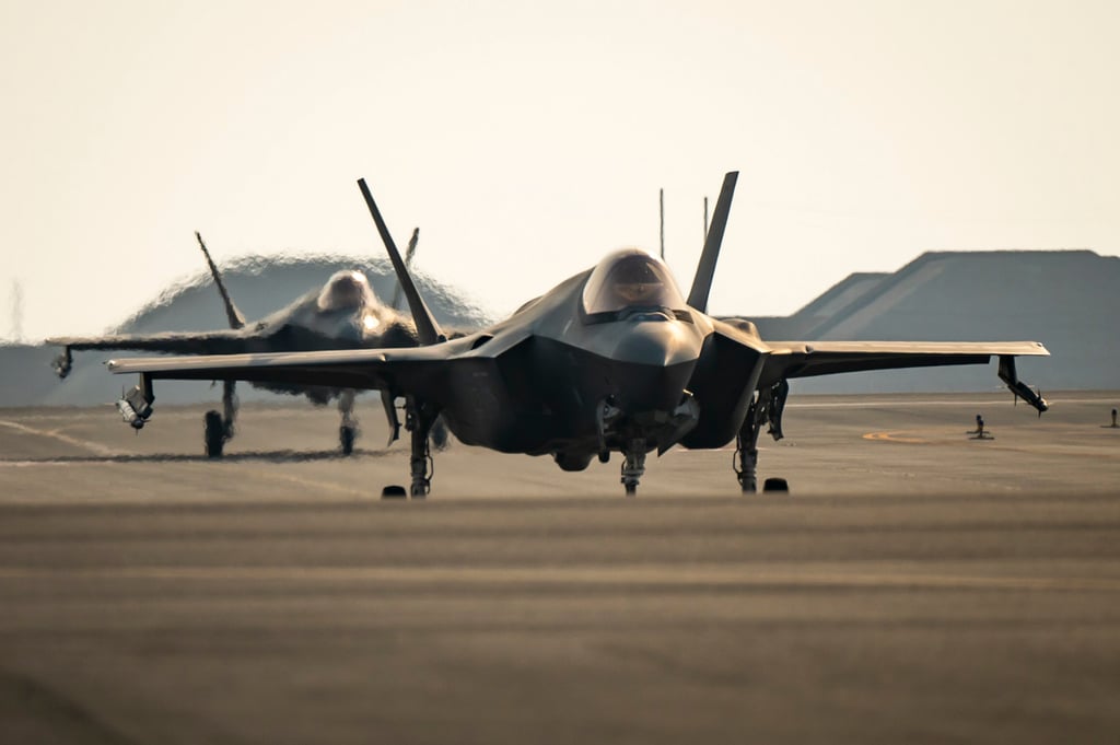 US F-35A fighter jets taxi on the runway at Al-Udeid Air Base in Qatar in 2023. Photo: US Air Force