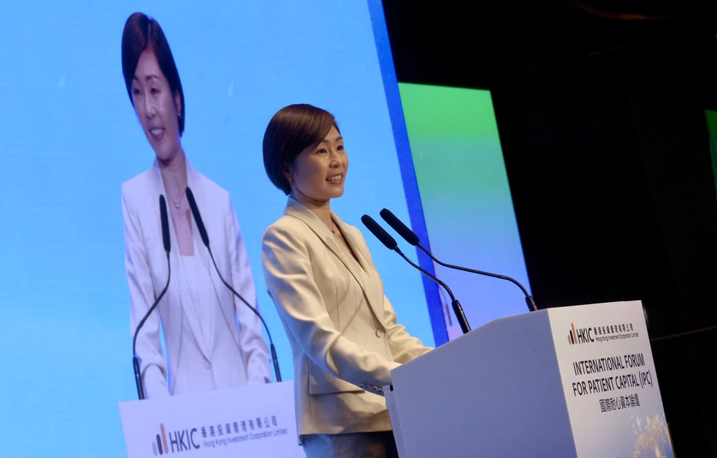Hong Kong Investment Corporation (HKIC) CEO Clara Chan Ka-chai during the International Forum for Patient Capital (IPC) at Regent Hong Kong on May 22, 2025. Photo: Jonathan Wong Hong Kong Investment Corporation (HKIC) CEO Clara Chan Ka-chai during the International Forum for Patient Capital (IPC) at Regent Hong Kong on May 22, 2025. Photo: Jonathan Wong