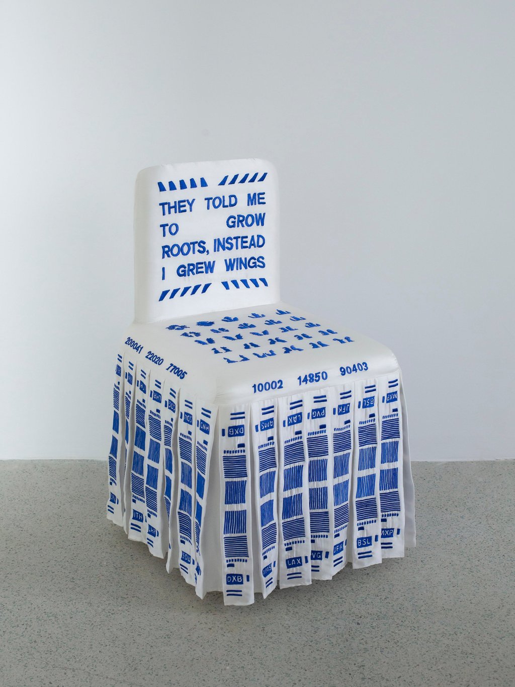 Duyi Han’s hand-embroidered They Told Me chair, which was jointly created with Shanghai artisans. Photo: courtesy Duyi Han Duyi Han’s hand-embroidered They Told Me chair, which was jointly created with Shanghai artisans. Photo: courtesy Duyi Han