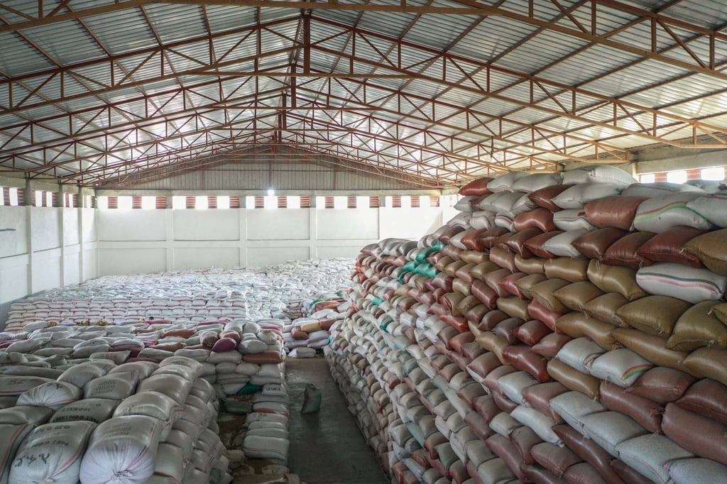 Bags of wheat at the Addis Flour Mill Factory in Burayu, Ethiopia. “Our mission is getting those nutrients to people who otherwise would not access them,” says Felix Brooks-church, co-founder of Sanku. Photo: Handout
