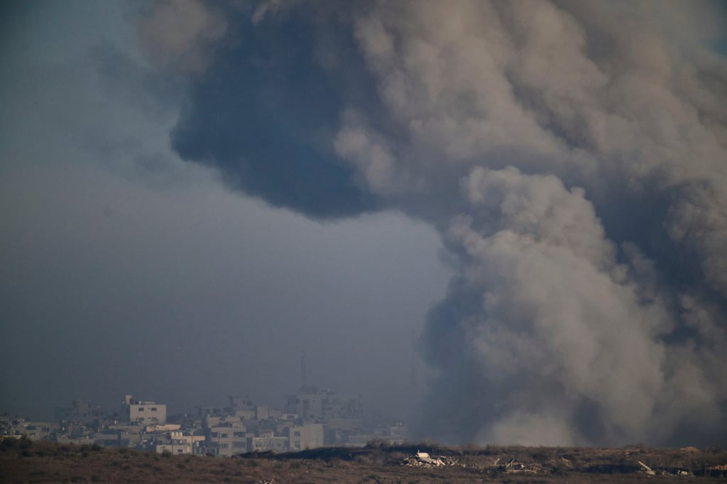 Smoke rises from an Israeli military strike on the Gaza Strip on Thursday. Photo: AP
