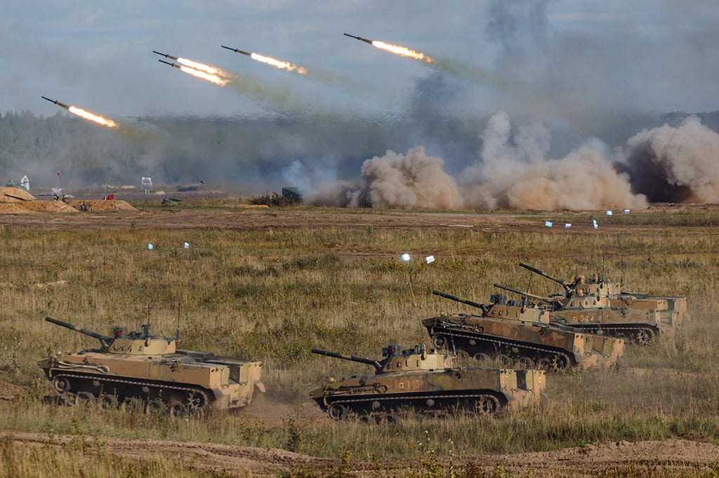 Zapad military drills in 2021 involving Russian and Belarus forces. File photo: Russian Defence Ministry via AFP