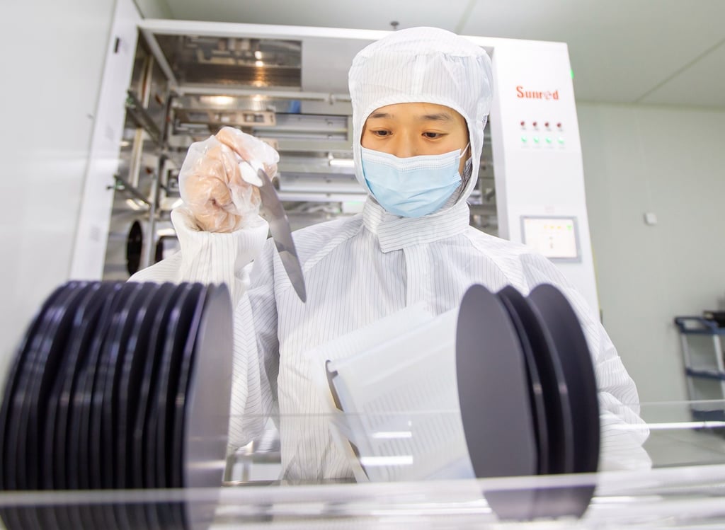 Semiconductor chips are manufactured at a microelectronics enterprise in Haian, Jiangsu province. Photo: VCG/VCG via Getty Images