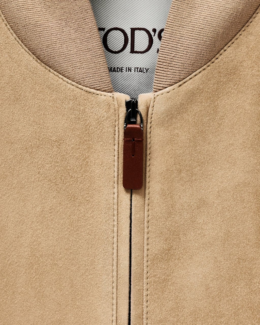 A closer look at a Tod’s leather jacket from the Pashmy collection. Photo: Handout