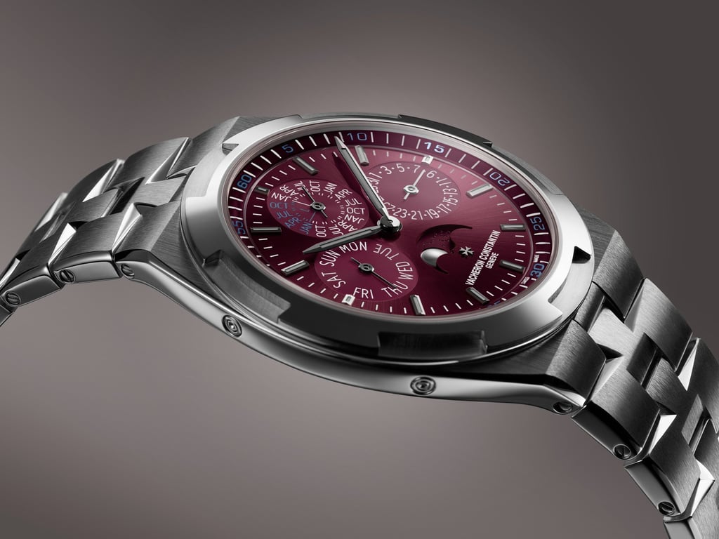 The alternative is the Overseas Perpetual Calendar Ultra-Thin in white gold with a burgundy lacquer dial. Photo: Handout The alternative is the Overseas Perpetual Calendar Ultra-Thin in white gold with a burgundy lacquer dial. Photo: Handout