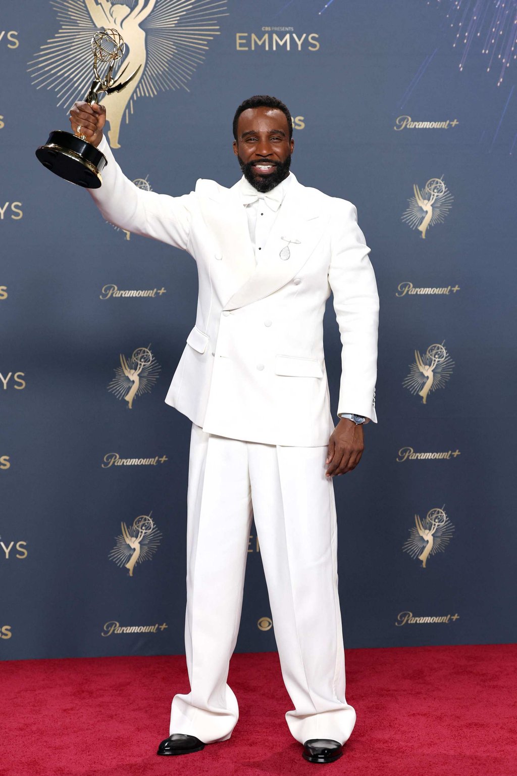 Tramell Tillman, who plays Mr Milchick in Severance, became the first Black man to win the Emmy for outstanding supporting actor in a drama series. Photo: AFP