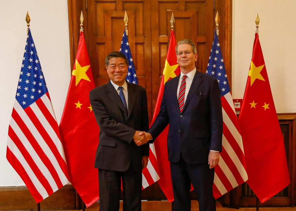 US Treasury Secretary Scott Bessent, right, and Vice-Premier He Lifeng pose during US-China trade and economic talks at Santa Cruz Palace in Madrid on September 14. Photo: Reuters US Treasury Secretary Scott Bessent, right, and Vice-Premier He Lifeng pose during US-China trade and economic talks at Santa Cruz Palace in Madrid on September 14. Photo: Reuters