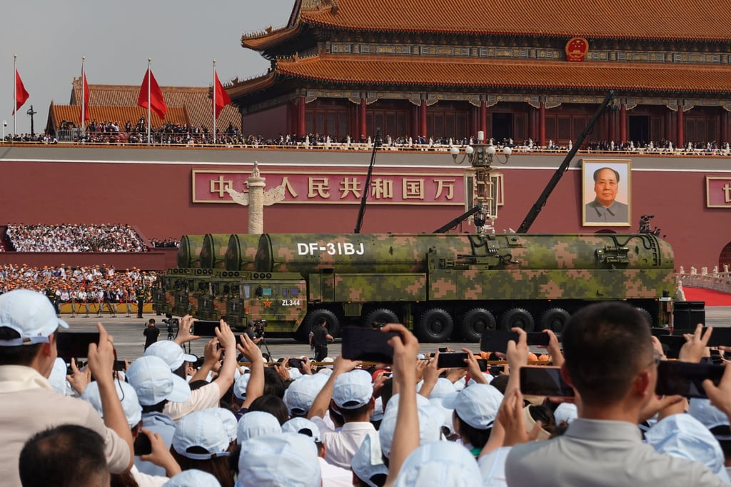 Intercontinental ballistic missile the DF-31BJ made its debut at the September 3 parade in Beijing. Its name, Dongfeng, means “east wind” and was said to have been inspired by a 1957 speech by Mao Zedong. Photo: Reuters Intercontinental ballistic missile the DF-31BJ made its debut at the September 3 parade in Beijing. Its name, Dongfeng, means “east wind” and was said to have been inspired by a 1957 speech by Mao Zedong. Photo: Reuters