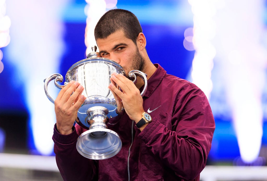 Carlos Alcaraz kissing the trophy after winning his final match against Italy’s Jannik Sinner at the 2025 US Open. Photo: DPA Carlos Alcaraz kissing the trophy after winning his final match against Italy’s Jannik Sinner at the 2025 US Open. Photo: DPA