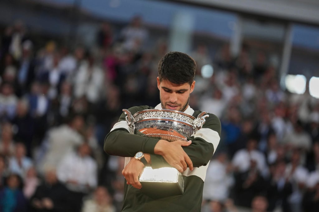 Carlos Alcaraz with the French Tennis Open trophy in June. Photo: AP Carlos Alcaraz with the French Tennis Open trophy in June. Photo: AP