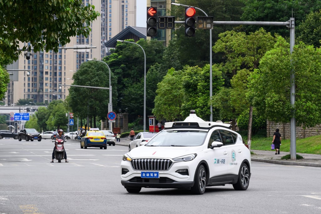 An Apollo Go robotaxi from Baidu on the road in Chongqing, China, on July 10, 2024. Photo: China News Service/VCG via Getty Images An Apollo Go robotaxi from Baidu on the road in Chongqing, China, on July 10, 2024. Photo: China News Service/VCG via Getty Images