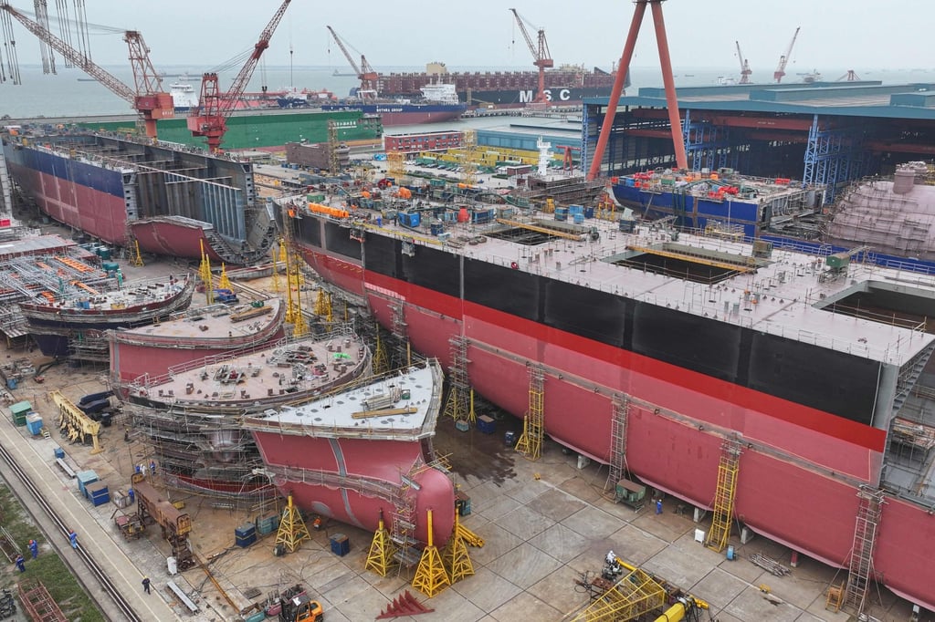 Ships under construction at the port in Taicang, Jiangsu province. Photo: AFP