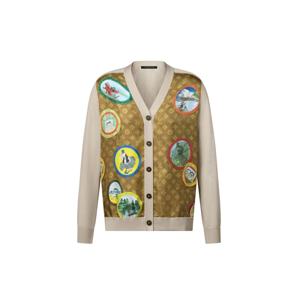 Monogrammed cat stamp cardigan. Photo: Handout