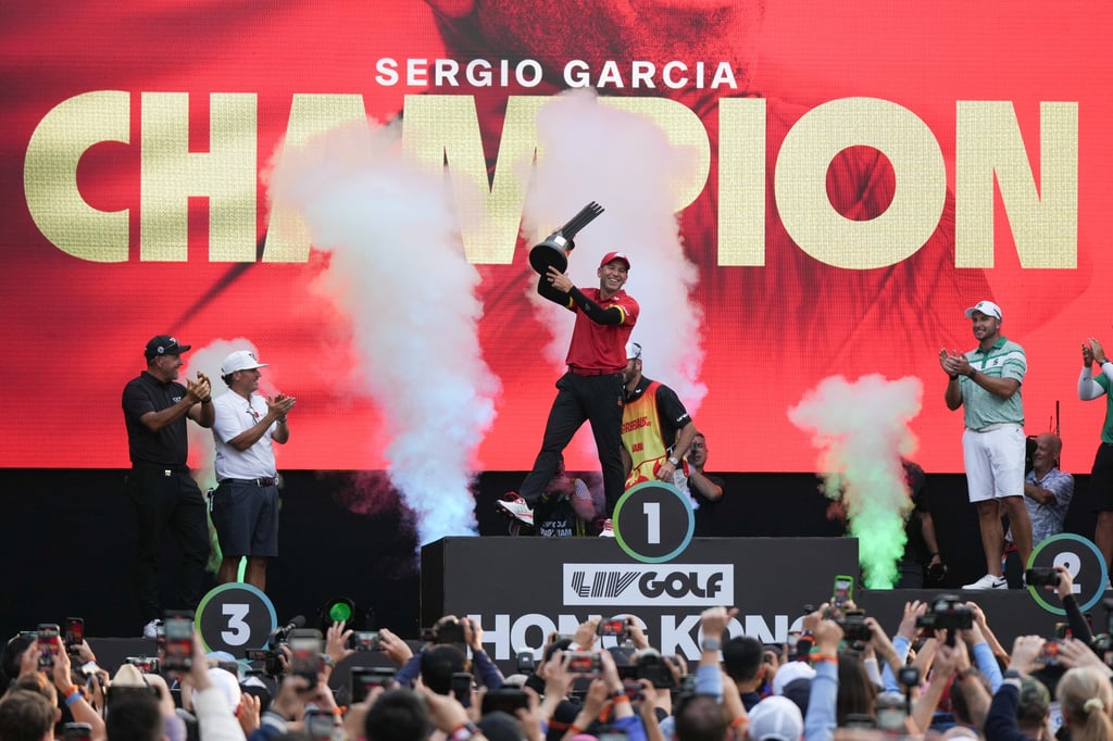 Sergio Garcia and his Fireballs team celebrate success at this year’s LIV Golf Hong Kong. Photo: Eugene Lee